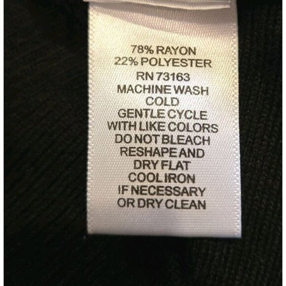 Cable and Gauge Black Knit Zippered Cardigan Womens Medium Rayon Ribbed - Picture 8 of 9